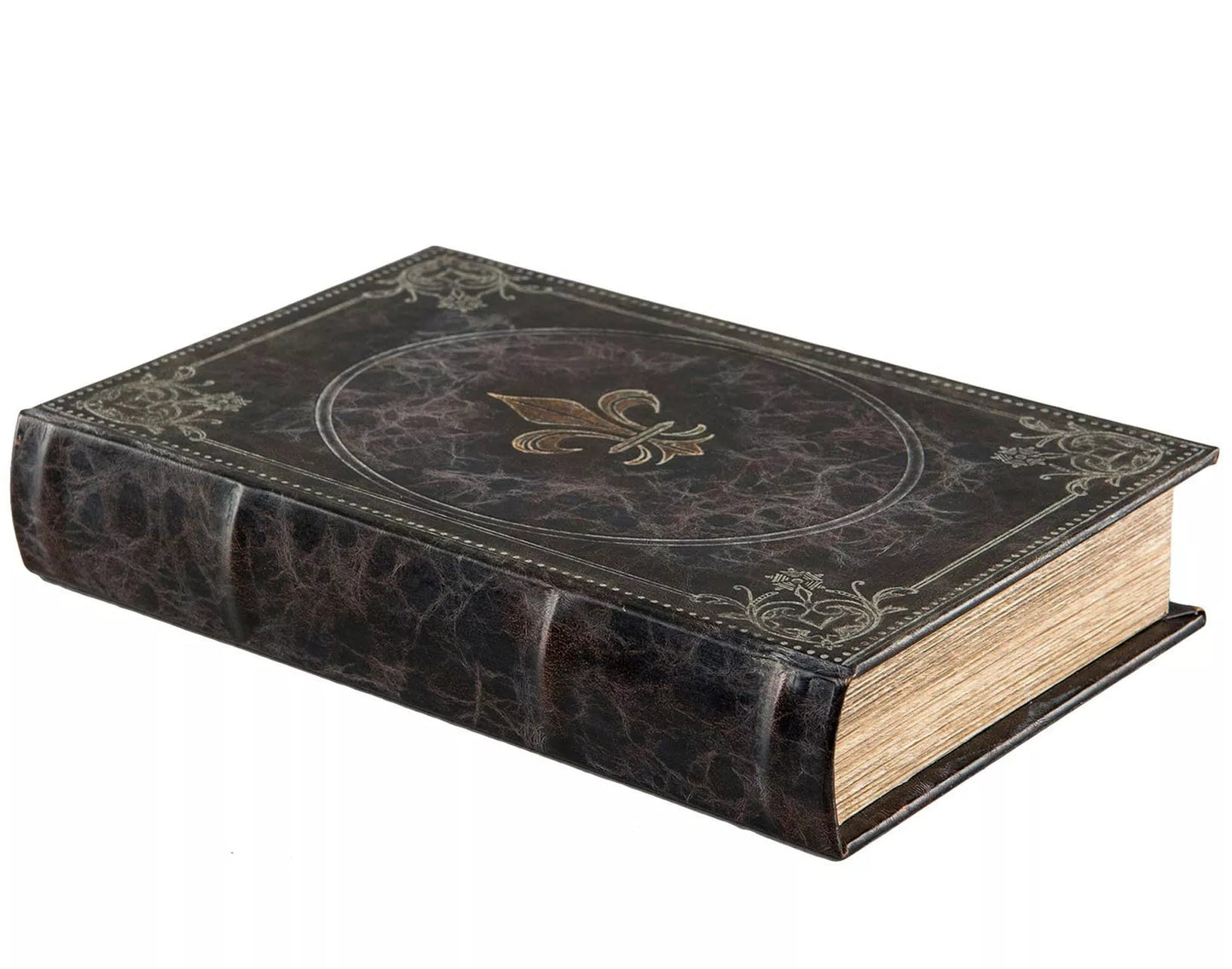 Boklåda eller bokgömma i brun läderimitation från A lot Decoration.