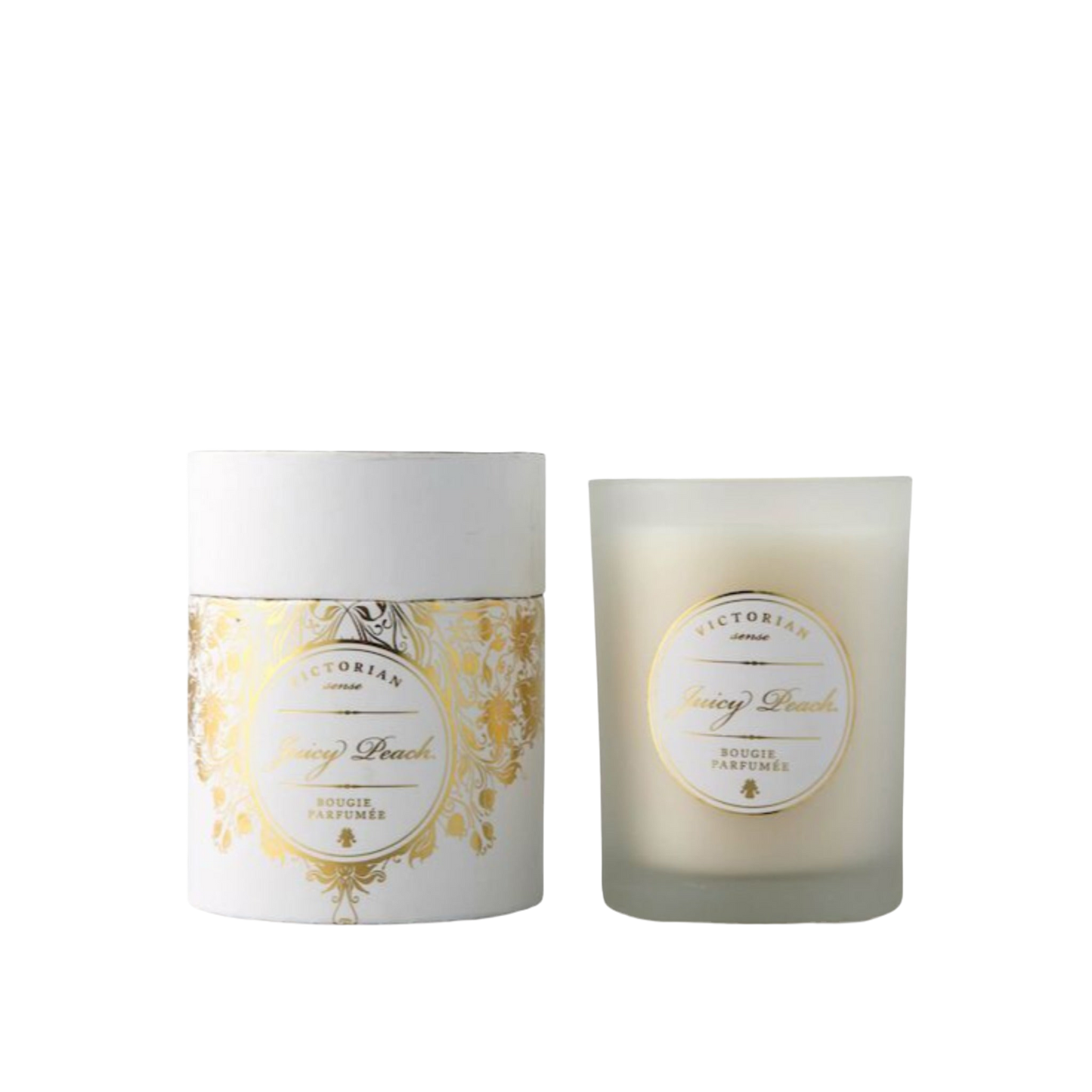 Doftljus Roundbox från Victorian med en doft av Juicy Peach.