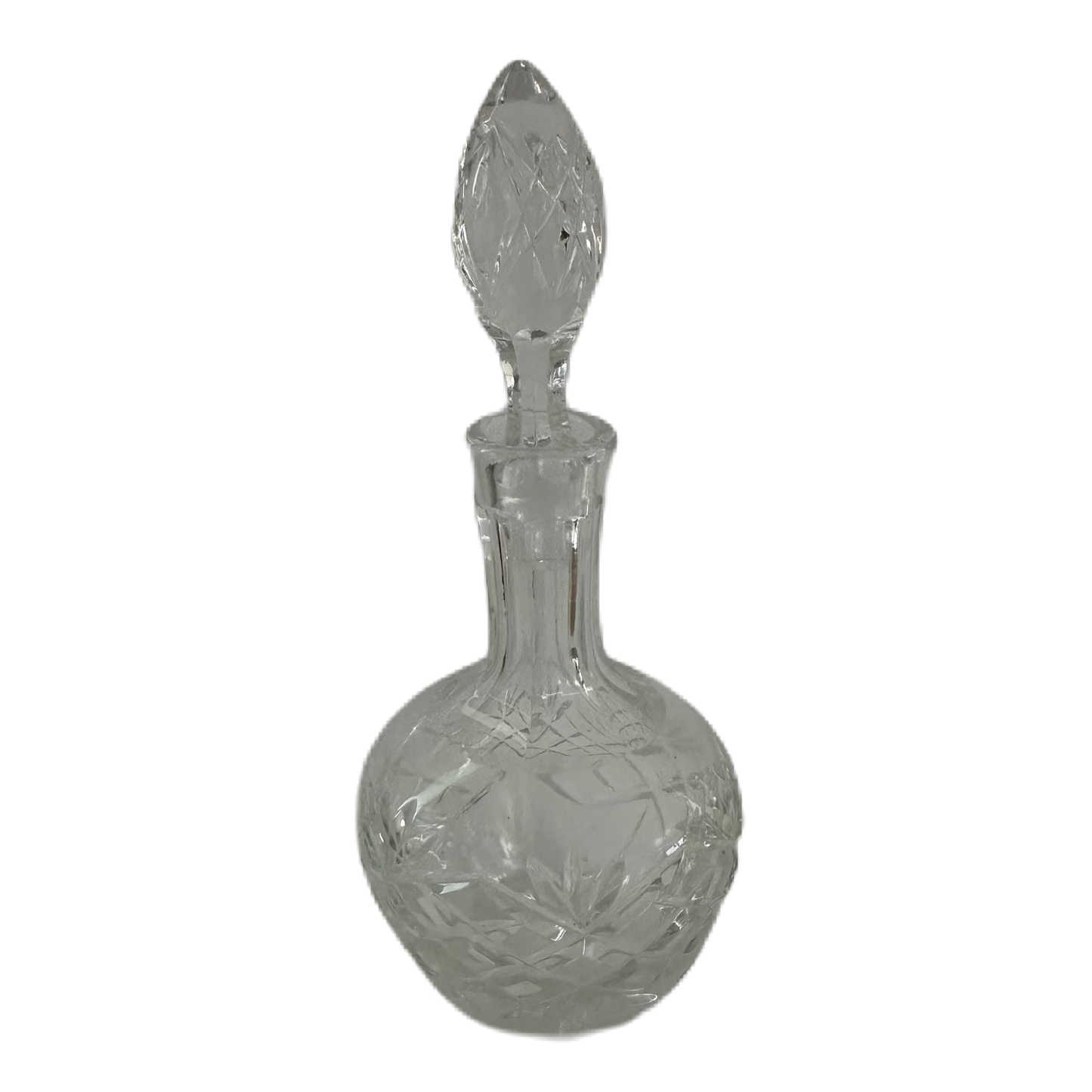 Liten flakong med rundad nederdel och slipad dekor.