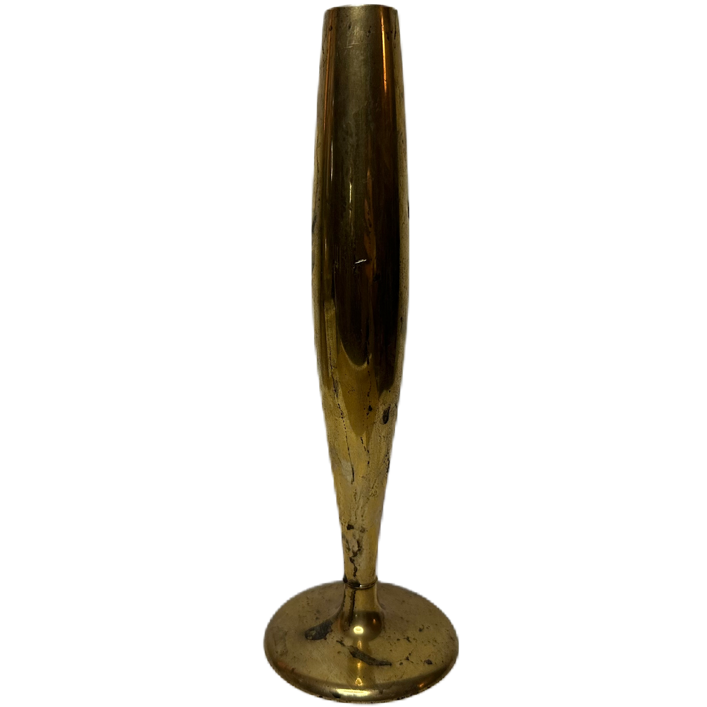 Mässingsfärgad, avlång vas i dirigold.