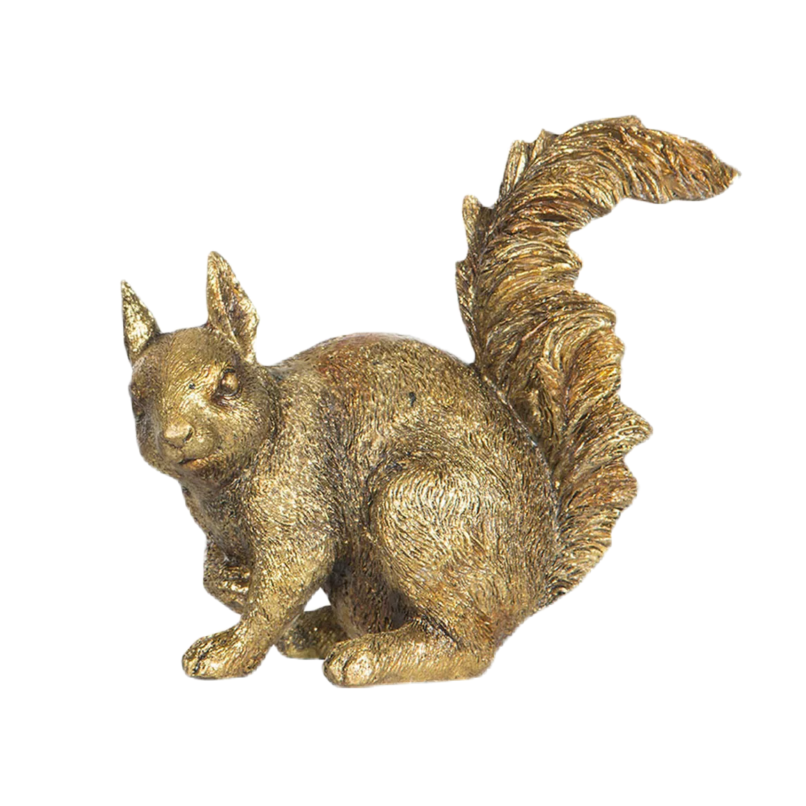 Ekorre i sittande position i en antik guldfärg från A lot Decoration.