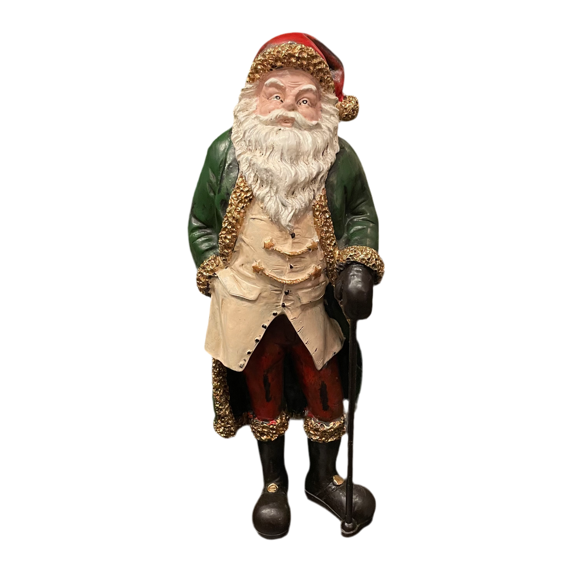 Gammaldags, stående tomte med käpp från A lot Decoration.