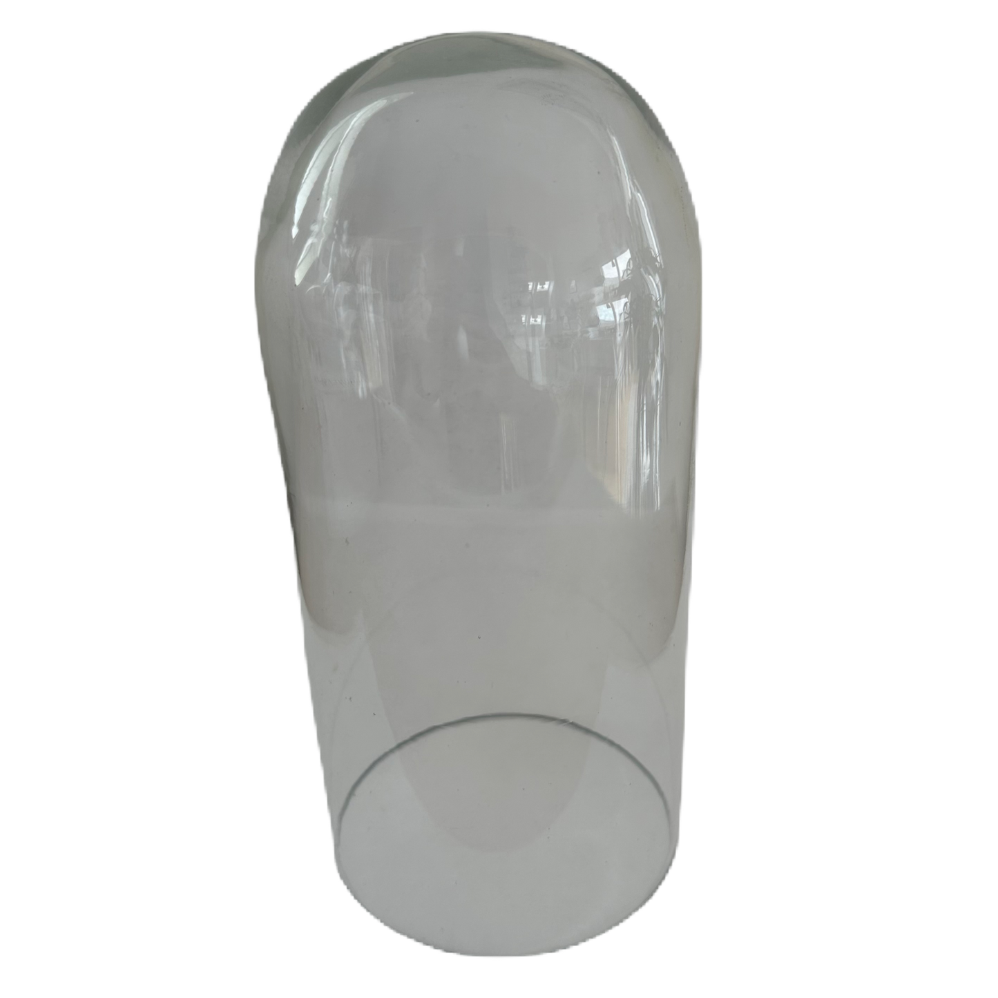 Glaskupa i transparent glas. 20 cm hög.