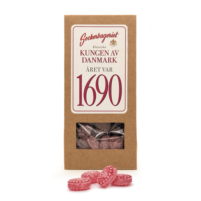 Presentförpackning med Kungen av Danmark från Sockerbageriet, med recept från 1690.
