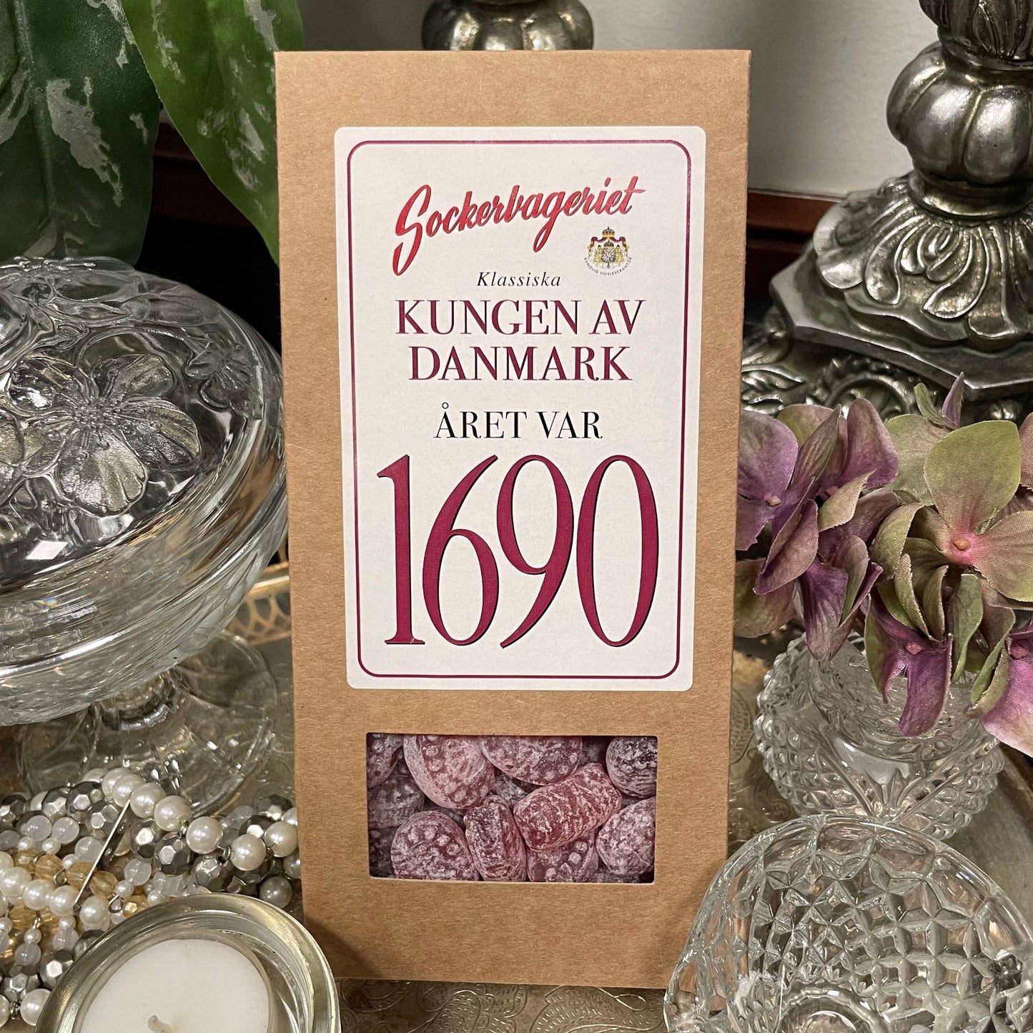Presentförpackning med Kungen av Danmark från Sockerbageriet, med recept från 1690.