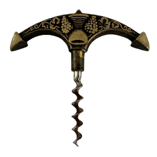 Mässingsfärgad korkskruv i form av ett dekorativt ankare.