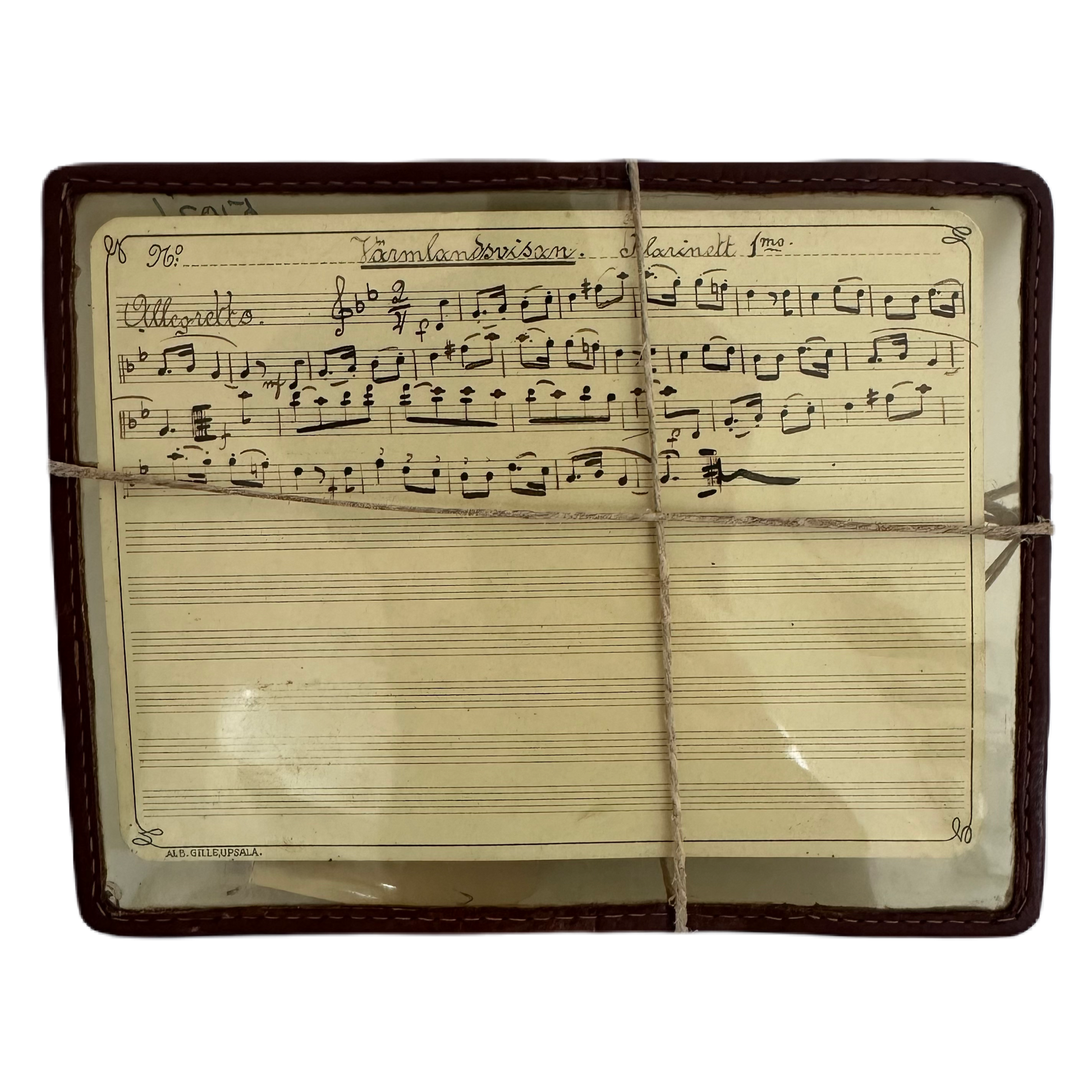 Inplastade noter för klarinett 1 till Kungl. Värmlands Reg. Marsch samt Värmlandsvisan.
