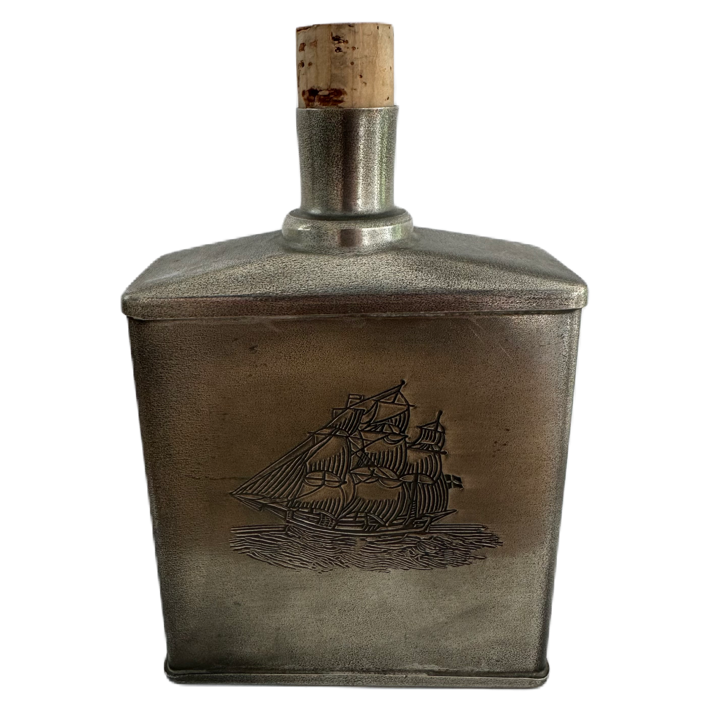 Plunta med kork från Scandia Tenn med motiv av ett skepp.