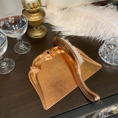 Sopborste med skyffel i kopparfärg.